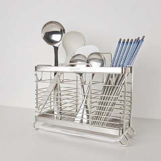 Sgirl 304 올스텐 무타공 3구 물빠짐 수저통+벽부착 헴라인 스티커, 1개