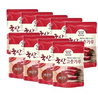 종가 국산 고춧가루 (매운맛) 깨끗하고 믿을수 있는, 9개, 200g