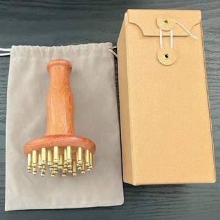 全身通用揉腹儀瘦小腿肚子按摩器筋絡帶脈刮痧, 1個, 長柄式黃銅經絡刷B款(送盒+布袋):1