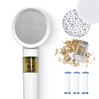 윤슬아 샤워기헤드 KDF 수압상승 3중 필터샤워기 헤드, 화이트, 1개