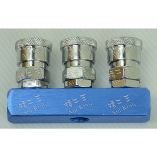 矮子王 台灣製造 直型 快速接頭 空壓機一分多頭 空壓機接頭, 1個, 直三通