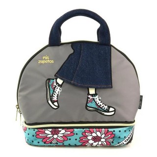 Mis Zapatos 日系三用貝殼包 時尚尼龍女士手提斜跨雙肩背包, 淺灰牛仔裙