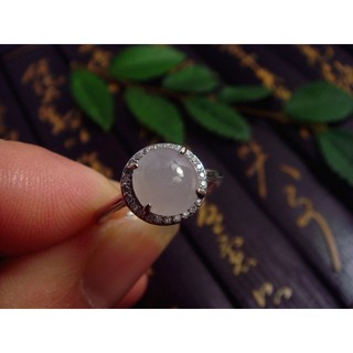 臻品閣 天然A貨緬料 冰白翡翠 蛋面女戒 P32