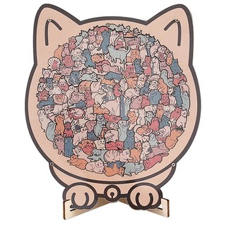 [오피스스쿨] 민화 고양이 원목 퍼즐 DIY 조각 맞추기 키트 게임 취미 완구 나무퍼즐 집콕놀이세트, 1개, 민화_고양이 원목 퍼즐