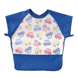 日本 Bon Chou Chou 暢銷款 穿衣式 短袖 車車 EVA 兒童吃飯圍兜, 1個