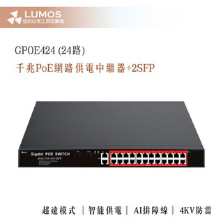 【台灣現貨/當天出貨】全千兆 24路 24口POE 2網路 2SFP光纖 POE Switch 供電交換機集線器 交換機, 1個, 16千兆+2千兆+1SFP 240瓦, GPOE424