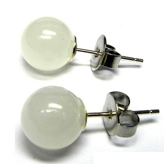 【小樂珠寶】和田玉羊脂玉耳針耳環 (透光)