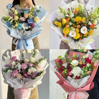 생화 꽃다발 기념일 프로포즈 꽃배달서비스 농장직송, 꽃다발(소), 종이가방-미포함, 계절톤, 1개