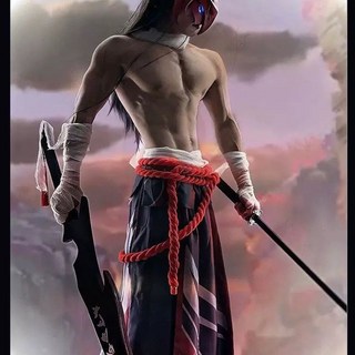 永恩cos服套裝 英雄聯盟cosplay全套男女裝, 1個, S女款永恩(雙面裙+繃帶+紅繩+抹胸+臉面具）