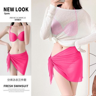 MISS·更衣室 性感比基尼三件套 玫紅色 韓系泳裝, 6617玫紅色,M【適合47.5-52.5公斤】