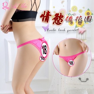 Ai Mei GIA REN 情慾後花園 繡花蕾絲中腰開襠褲, 玫紅