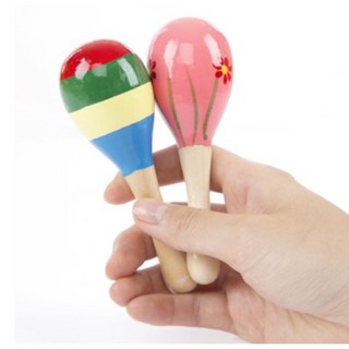 木製沙鈴 環保漆手搖鈴 幼兒握力聽力訓練 奧福樂器 木頭沙錘, 1個