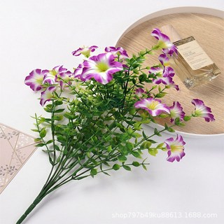 防晒仿真牽牛花懸掛吊籃植物假花壁掛 婚禮家居庭院裝飾, 7叉紅蓮, 1個