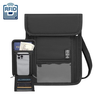 모도 RFID 차단 여행용 여권 파우치 지갑 케이스 스트랩 포함