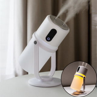 이엘 무소음 듀얼 usb 무선 무드등 가습기 미니 차량용 초음파 사무실 가습기, 화이트