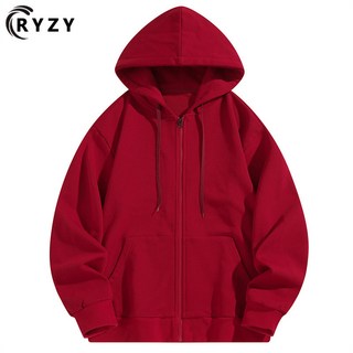 RYZY品牌 大尺碼大學T 男款素色連帽衛衣 寬鬆內搭上衣 運動外套 酒紅色 親膚保暖