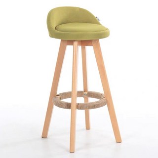 【Mr.Dining】實木吧檯椅/高腳椅/伊姆斯椅 - 可旋轉設計師椅凳，文青風簡約鄉村餐椅, 棉麻款-草綠色,83CM, 1個, 搭配約113公分桌高