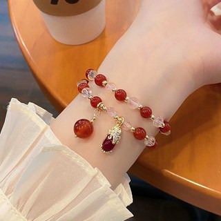 貔貅旺夫石手鍊女韓版新款微鑲大象兩圈虎眼石手串網紅爆款, 紅瑪瑙款, 1個