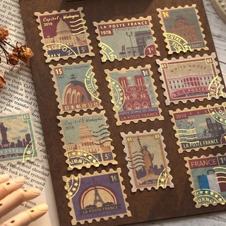 빈티지 레트로 금박 라벨 티켓 우표 다꾸 스티커, 3.네임텍 (ST-1062)