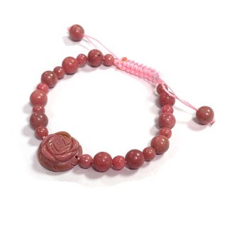 天然玫瑰石玫瑰花中國結手環，手工編織，古典優雅，提升氣色，可調節手圍