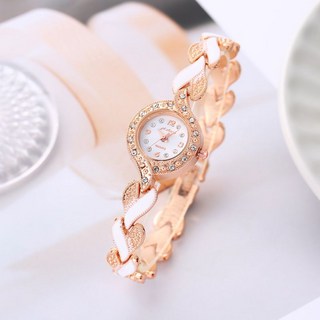 新款鑲鑽奢華腕錶女圓形小號盤時尚氣質滴膠仿陶瓷手鍊手錶女