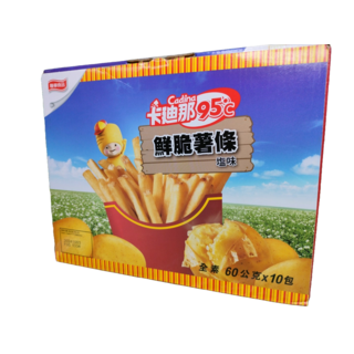 卡迪那95℃鮮脆薯條鹽味，酥脆口感，獨立包裝，全家分享, 10個, 60g