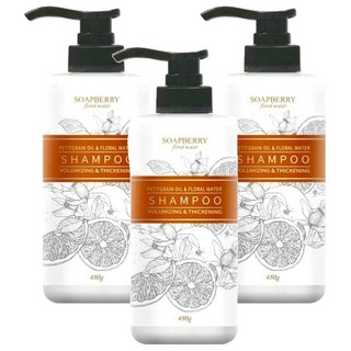 SOAPBERRY 古寶無患子 豐盈蓬鬆純露洗髮精 苦橙 深層清潔 髮絲輕盈, 480g, 3瓶