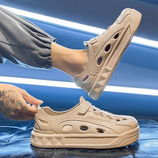 洞洞鞋男款夏季透氣防滑沙灘鞋：一腳蹬休閒超軟厚底耐磨涼鞋