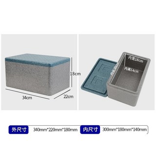 EPP泡沫保溫箱，保鮮便當餐盒，物流冷藏保溫箱，生鮮保麗龍箱，車宿旅行保鮮支撐, 1個, EPP泡沫箱 4號(標準高)藍灰色