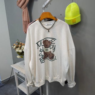 곰인형 디지털 오버핏 봄 맨투맨