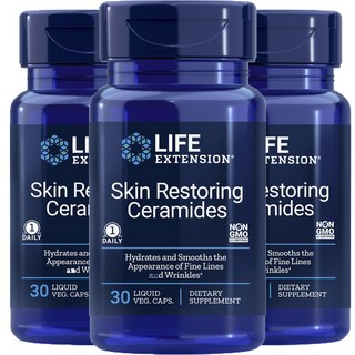 LIFE EXTENSION 神經醯胺修護液態素食膠囊, 30顆, 3罐