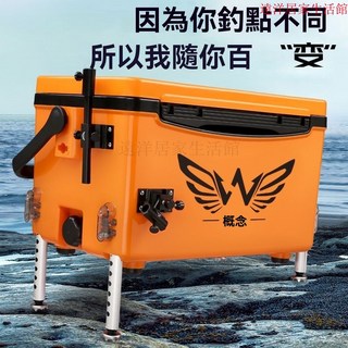 釣魚工具箱 釣魚箱 釣具箱 釣蝦箱 路亞工具箱 魚竿收納29陞釣箱多功能加厚保溫箱免安裝野釣釣箱三件套四腳陞降釣箱26陞, 29L--莫奈灰,入門款（裸箱）, 1個