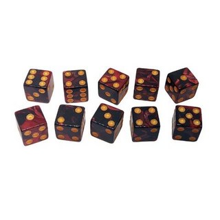 炫彩點數骰子 酒吧骰寶 團康派對必備 彩色數字骰子 棋牌遊戲解壓骰子, 黑紅 10顆, 1個