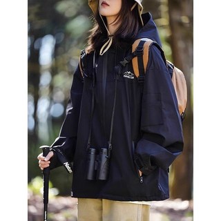 戶外情侶工裝衝鋒衣防風新款男女外套衝風衣旅遊2024年壓膠旅行