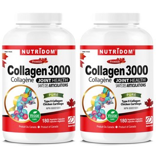 뉴트리돔 콜라겐 3000 180정 2병묶음 캐나다직발송 먹는콜라겐 피부 관절 콜라겐캡슐 저분자콜라겐펩타이드, 2개