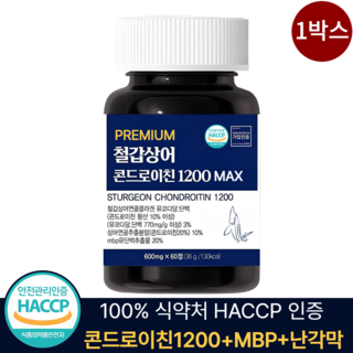 철갑상어 연골 콘드로이친 1200 6형 식약청 HACCP 인증 mbp 난각막 함유, 1박스, 60정