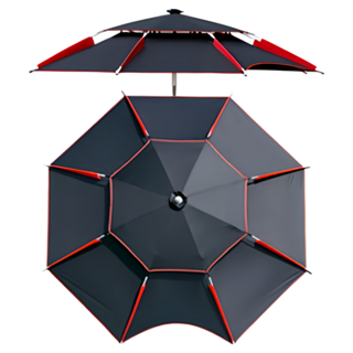 雙層防風遮陽傘 釣魚傘 露營傘 大雨傘 休閒傘 沙灘傘, 黑