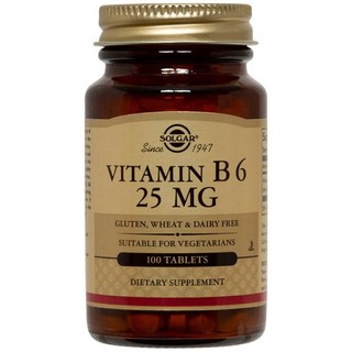 SOLGAR 無麩質維他命B6素食錠 25mg, 100顆, 1罐