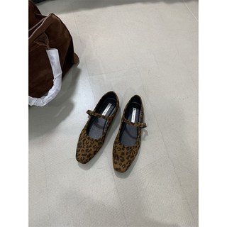 瑪麗珍娃娃鞋 絨面 平底單鞋 軟底方頭女鞋 (35-39), 333-111豹紋,36, 36