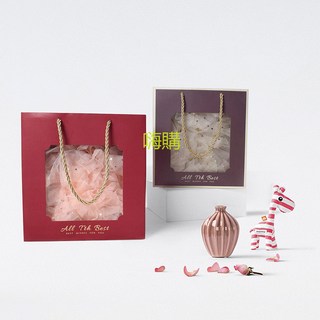 嗨購 透明窗口手提禮品盒套裝 新年喜氣方形禮物包裝盒, 咖色,盒子加手提袋, 1個