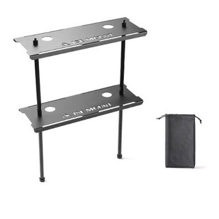 山趣 露營網格桌延伸置物架（附收納袋）IGT桌雙層置物架, 黑色, 1個, 2層
