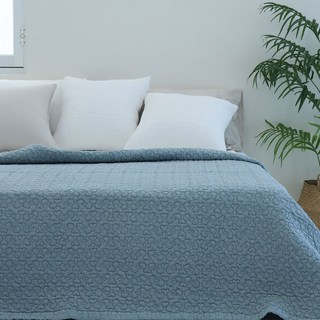 포그나미 데일리 네이쳐 60수 아사 순면 피그먼트 워싱 이불겸 스프레드 28종, 엣지블루(몽글)