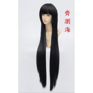 幸運星 台灣發貨 Cosplay角色扮演 齊瀏海假髮 道具 古裝三生三世十里桃花cos假髮 海賊王女帝 中分100cm, 1個, 中分長直假髮70cm,黑色