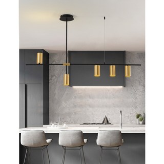 燭光燈飾 輕奢長條直筒吊燈 辦公室餐桌照明 溫暖黃光3000K, 黃光3000K