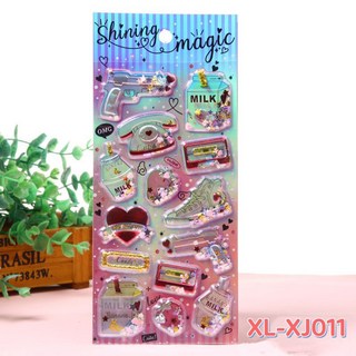 萱寶媽咪baby童裝館 聖誕節泡泡貼3D立體水晶寶石貼紙，閃亮燙金鑽石裝飾，多款動物交通工具造型泡綿立體貼紙, 049-XL-XJ11燙金貼紙