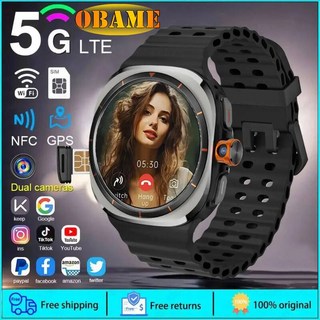 2025New Watch Galaxy 7 Ultra SmartWatch 영상 통화 4G5G SIM 카드 Smartwatch GPS WIFI 로터리 카메라 글로벌 통화 시계 1480, Black