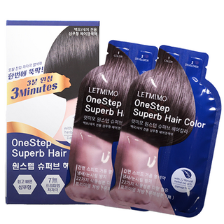 장미화의 3분 동안 염색약 렛미모 15회분 원스텝 슈퍼브 헤어칼라 흰머리 새치 샴푸형, 2개, 자연갈색