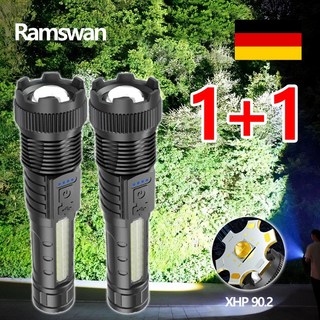 1+1 충전식 후레쉬 c타입 초강력 led 손전등 괴물 랜턴, 2개, 블랙