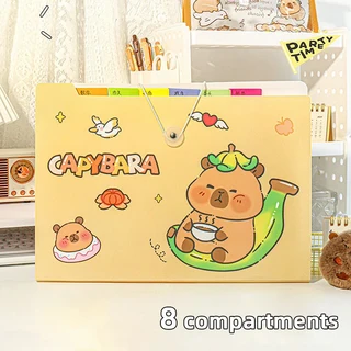 카와이 학생 폴더 카피바라 오르간 가방 A4 대용량 정보 분류 다층 시험지 보관 파일 가방