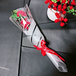 教師節禮物 香皂花束 玫瑰 康乃馨 向日葵 透明伴手禮 情人節 畢業季, 2朵紅色康乃馨,Love透明花長度45cm左右, 1個